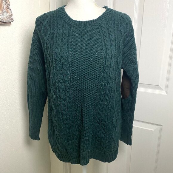 Urban Outfitters Coincidence & Chance Green Sweater Rustic Elbow Patch Size Sm - Picture 3 of 12